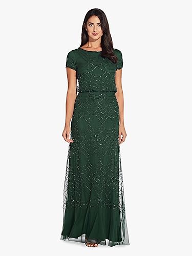 Adrianna Papell Women's Blouson Beaded Gwn Special Occasion Dress