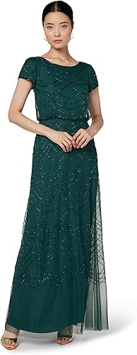 Adrianna Papell Women's Blouson Beaded Gwn Special Occasion Dress