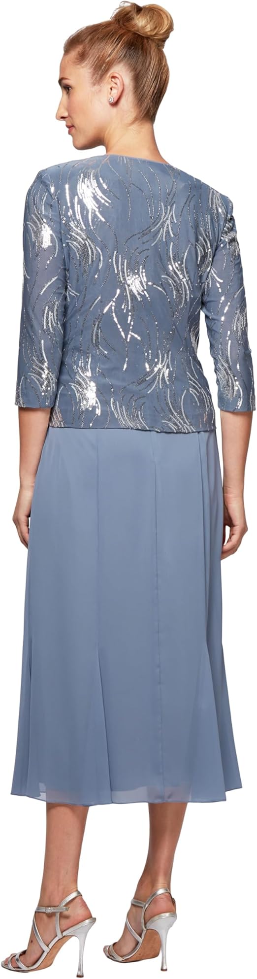 Alex Women's Tea-Length Dress with Button Front Special Occasion