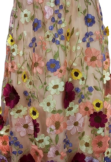 Womens 3D Floral Applique Maxi Dress